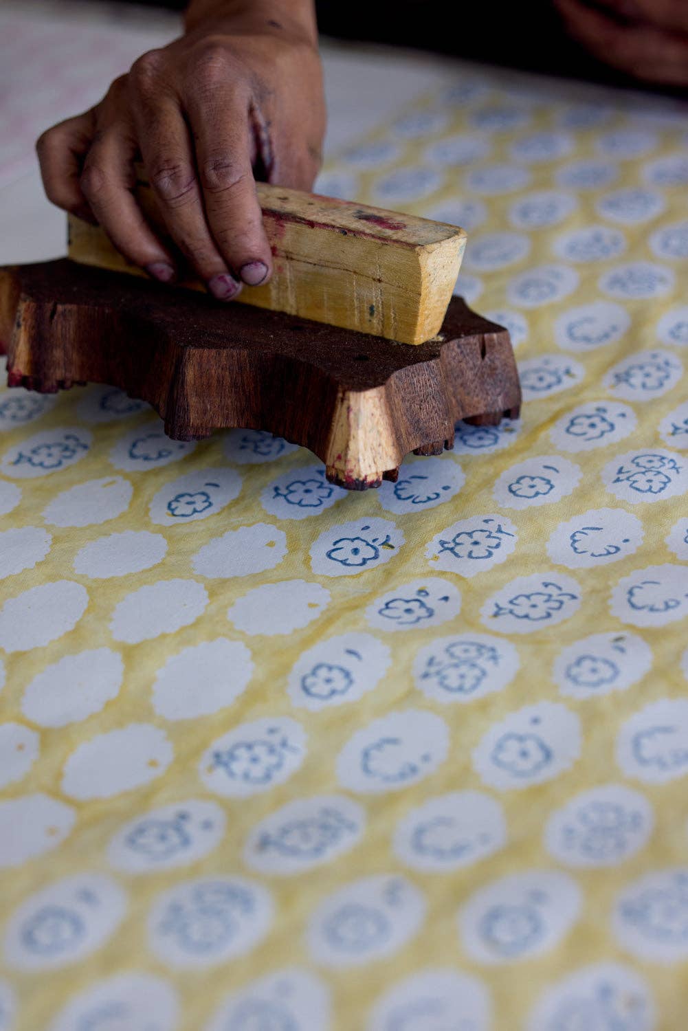 Block Printed Wrapping Paper Sheets - Scallop Tiles Alaska
