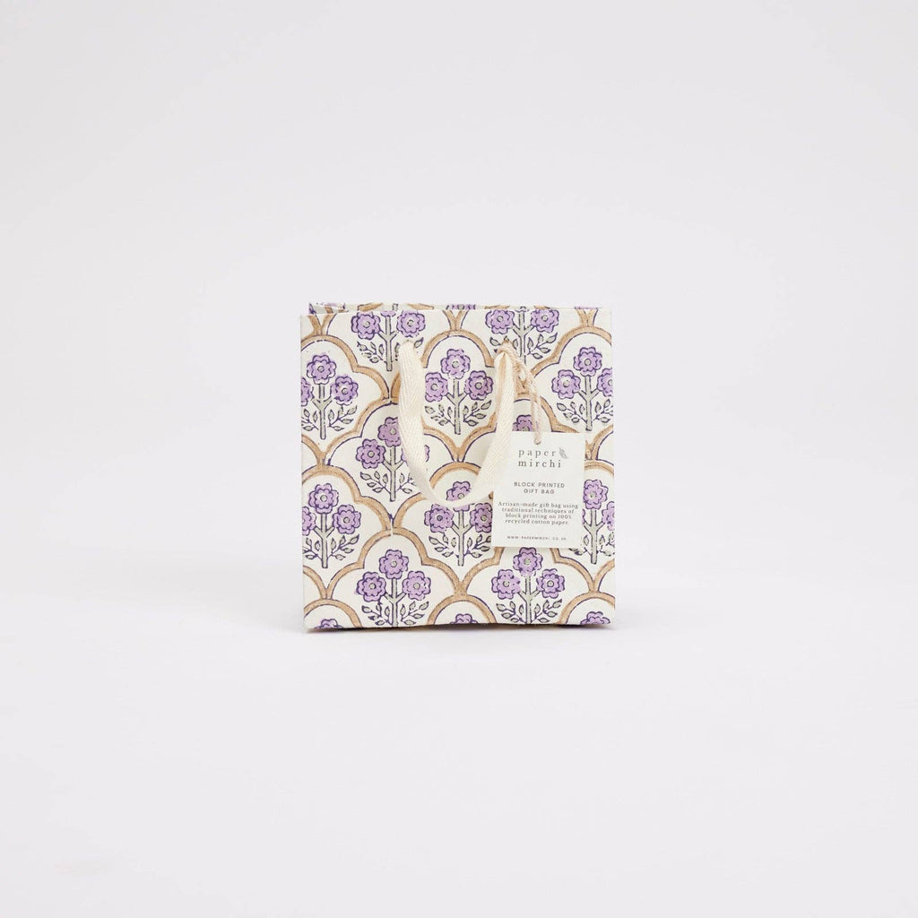 Hand Block Printed Gift Bags (Small) - Lavender