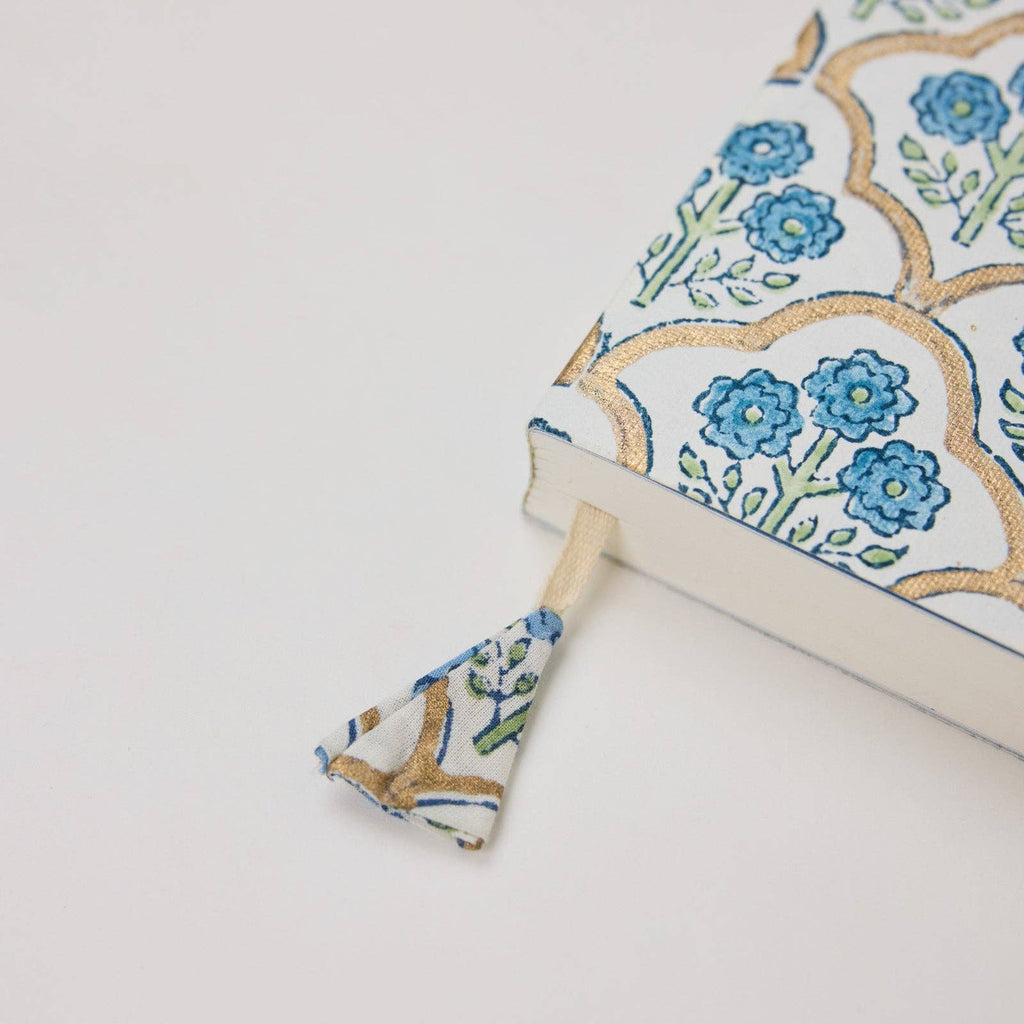 Block Printed Ruled Notebook (A5) - Trellis Indigo