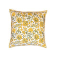 Quilted Block-Printed Cushion Cover - Pastel Marigold