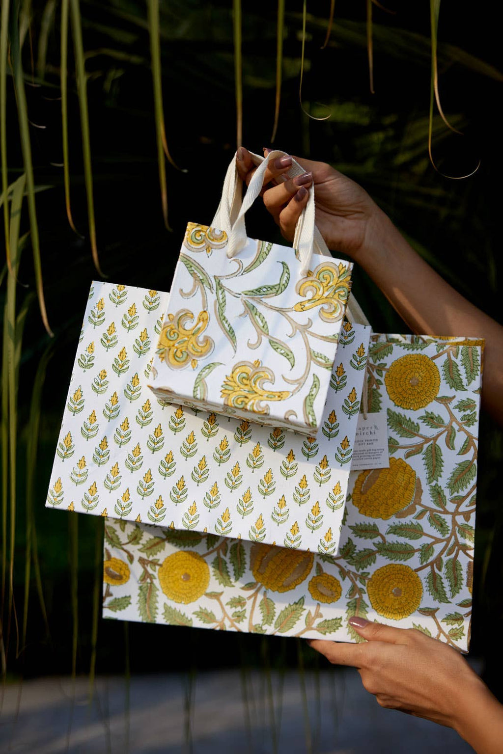 Hand Block Printed Gift Bags (Small) - Sunshine