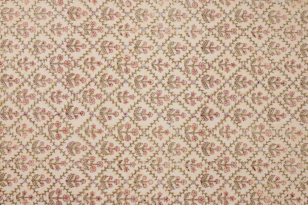 Block Printed Wrapping Paper Sheets - Floral Lattice Terracotta