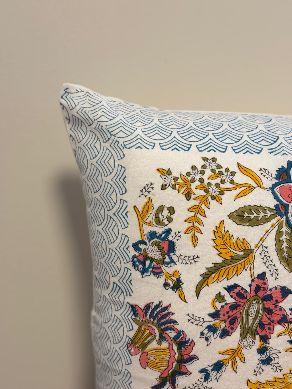 Block Printed Cushion Cover - Secret Garden
