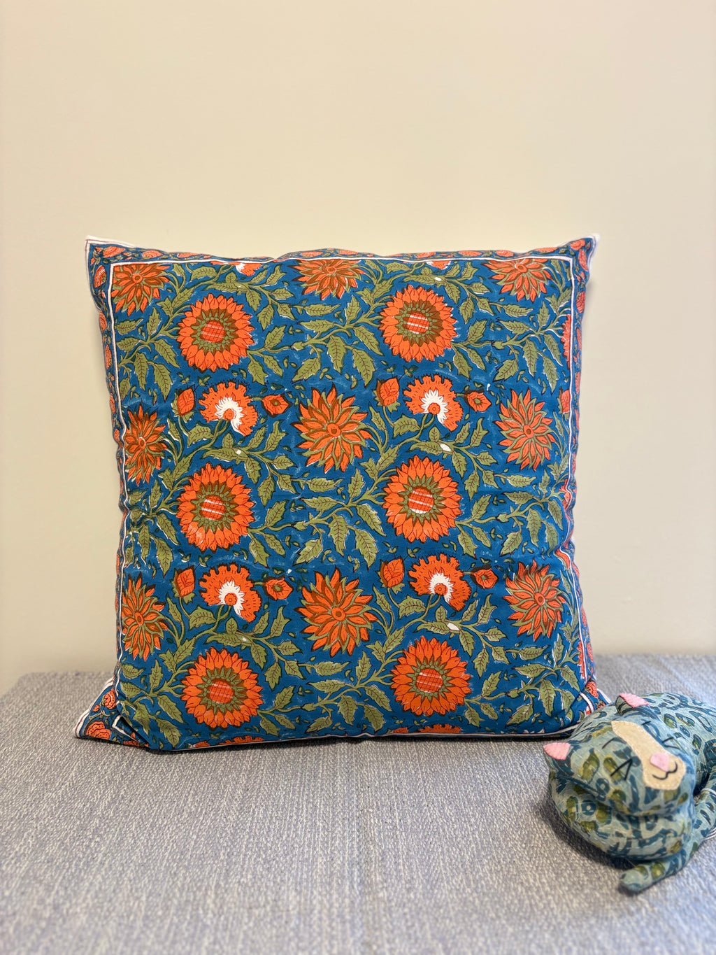 Block-Printed Cushion Cover - Tropical Garden