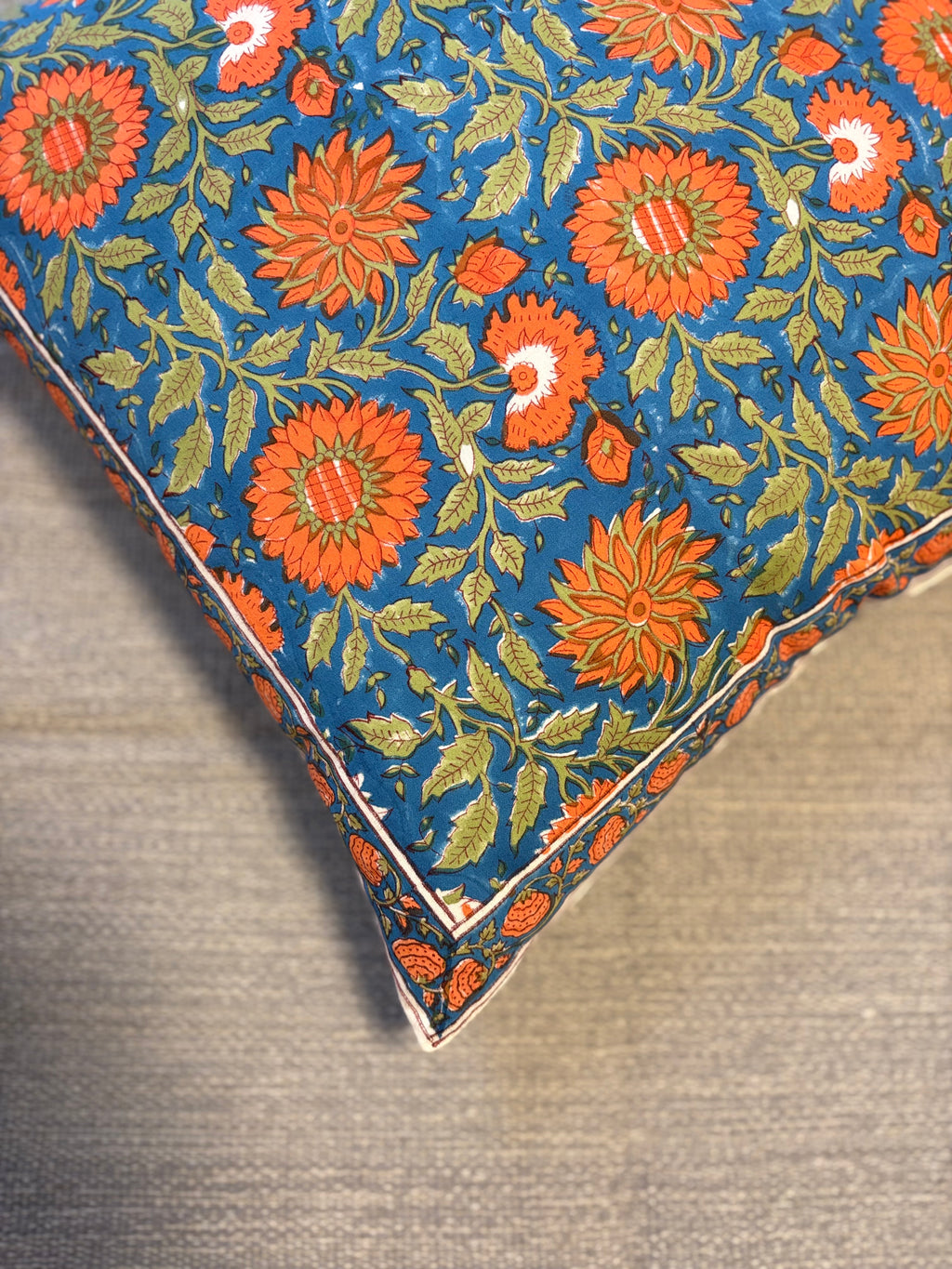 Block-Printed Cushion Cover - Tropical Garden