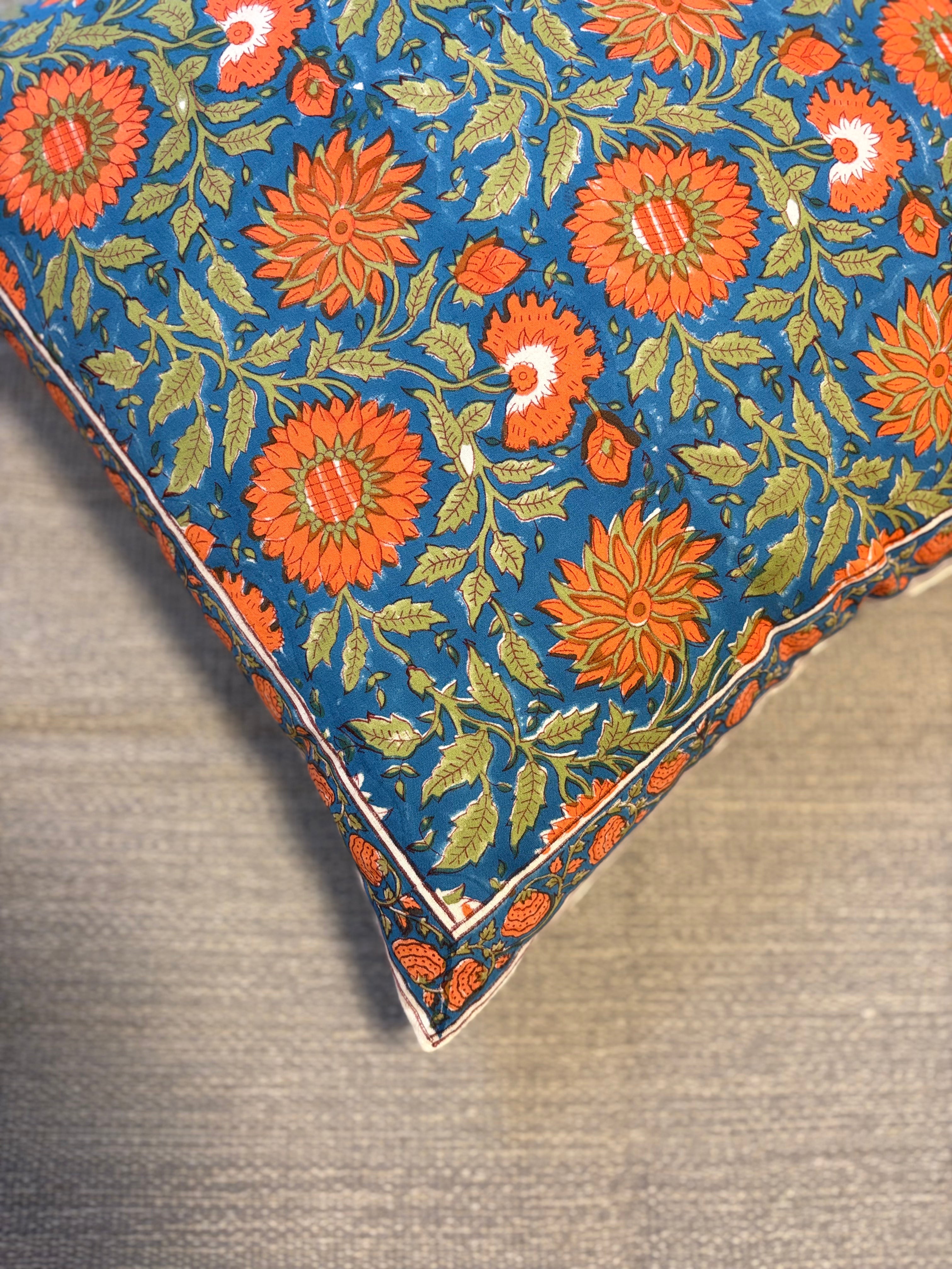 Block-Printed Cushion Cover - Tropical Garden