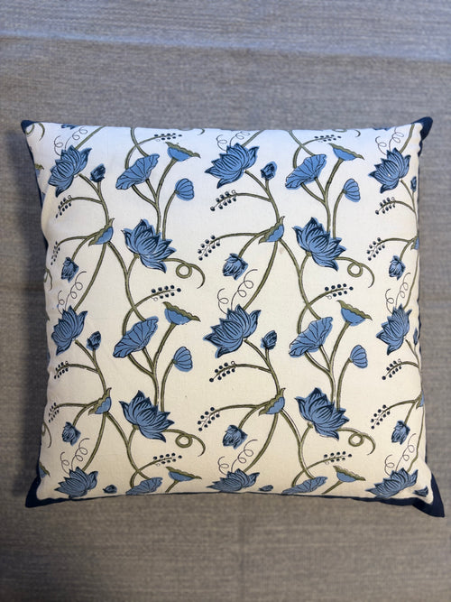 Block Printed Cushion Cover - Blueberry Vines