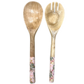 Salad server Pink Protea flower mango wood