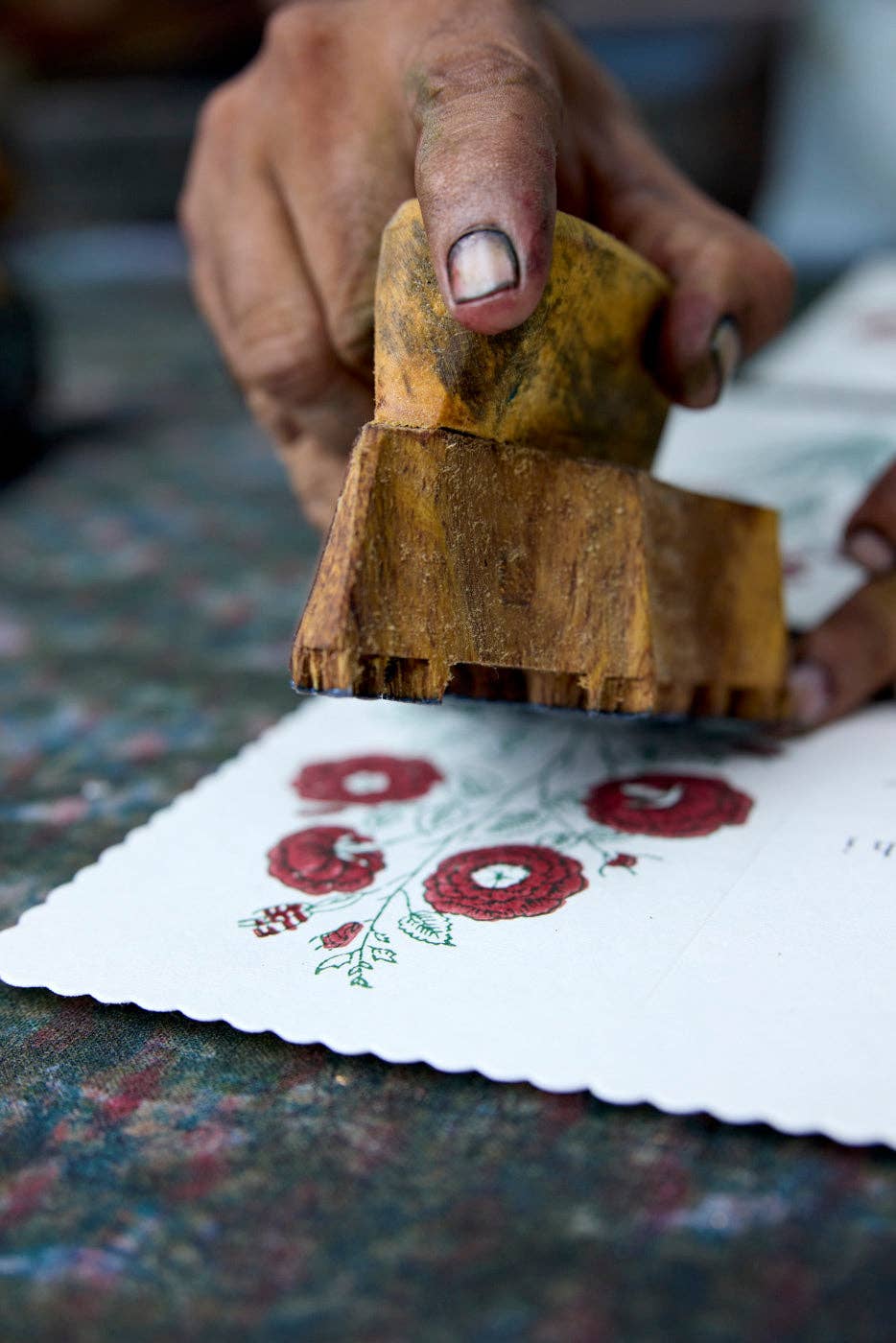 Hand Block Printed Greeting Card - GC Gulab Sage