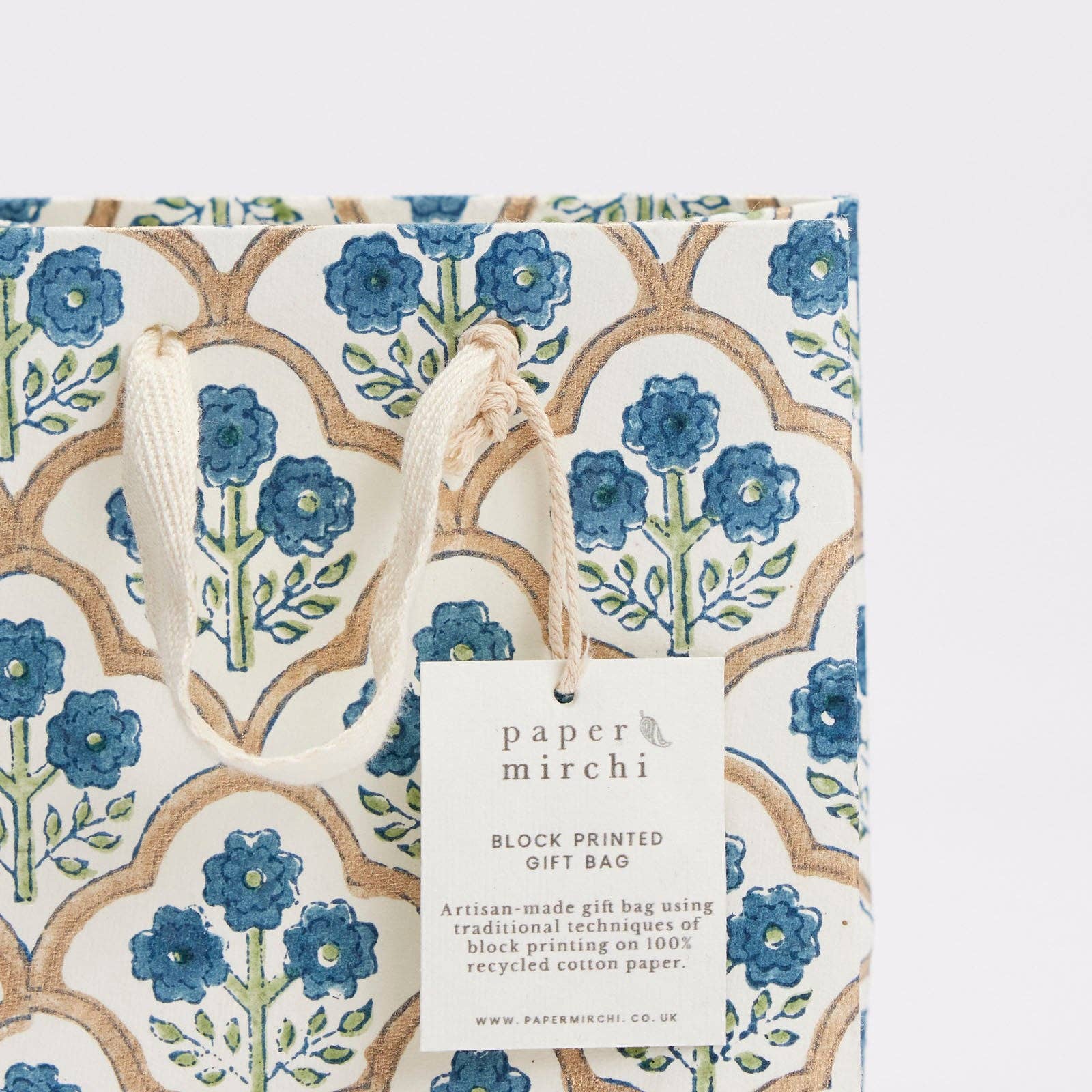 Hand Block Printed Gift Bags (Small) - Indigo