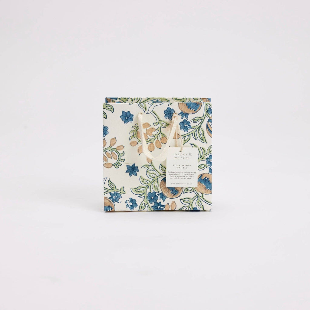 Hand Block Printed Gift Bags (Small) - Indigo