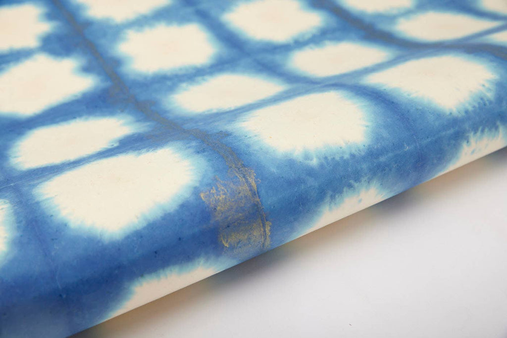 Hand Tie Dyed Gift Wrap - Checks Navy
