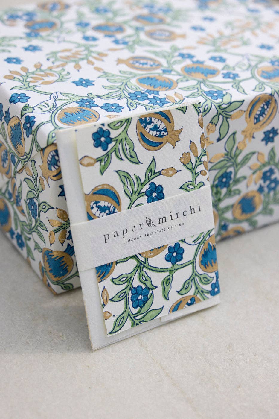 Block Printed Greeting Card - Pomegranate Indigo