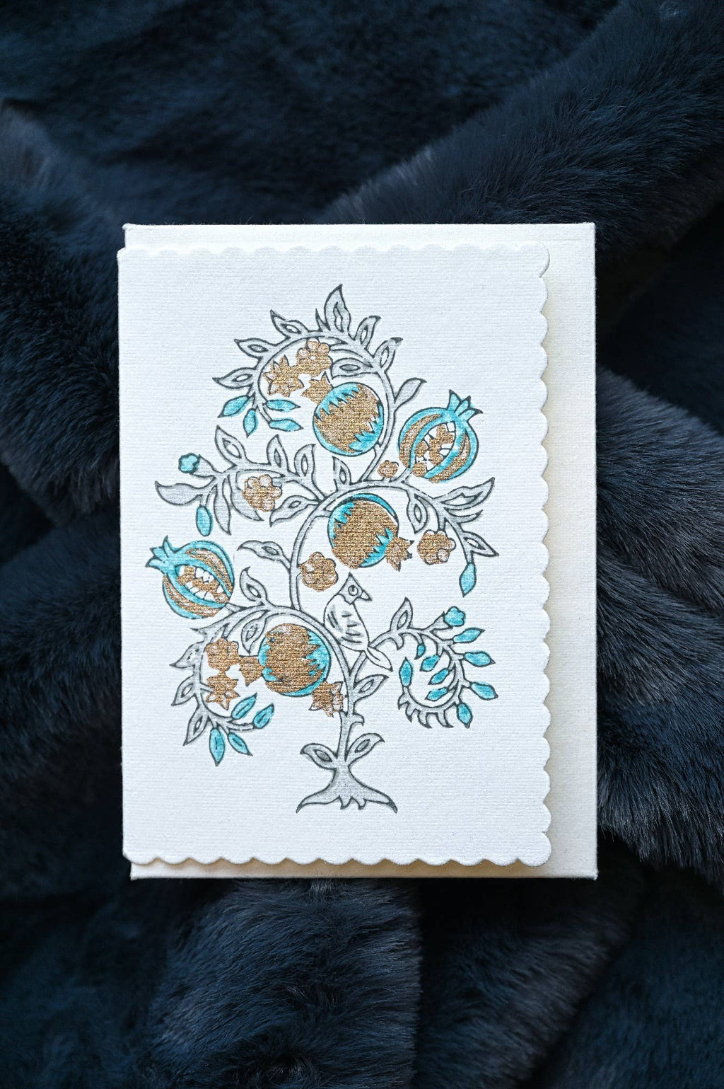 Hand Block Printed Greeting Card - GC Anaar Turquoise