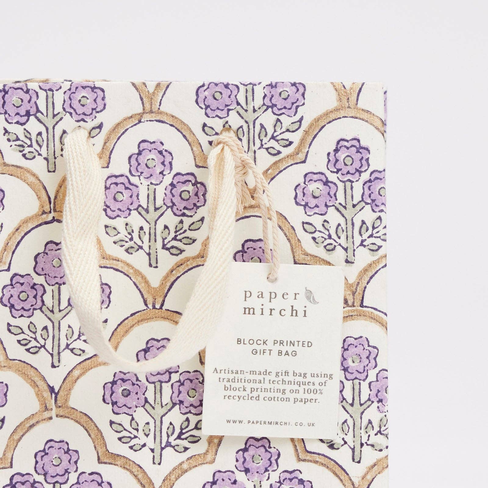 Hand Block Printed Gift Bags (Small) - Lavender