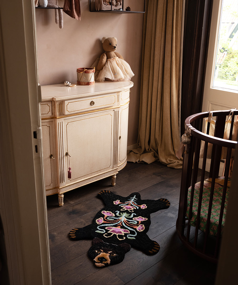 Blooming Black Bear Rug Small
