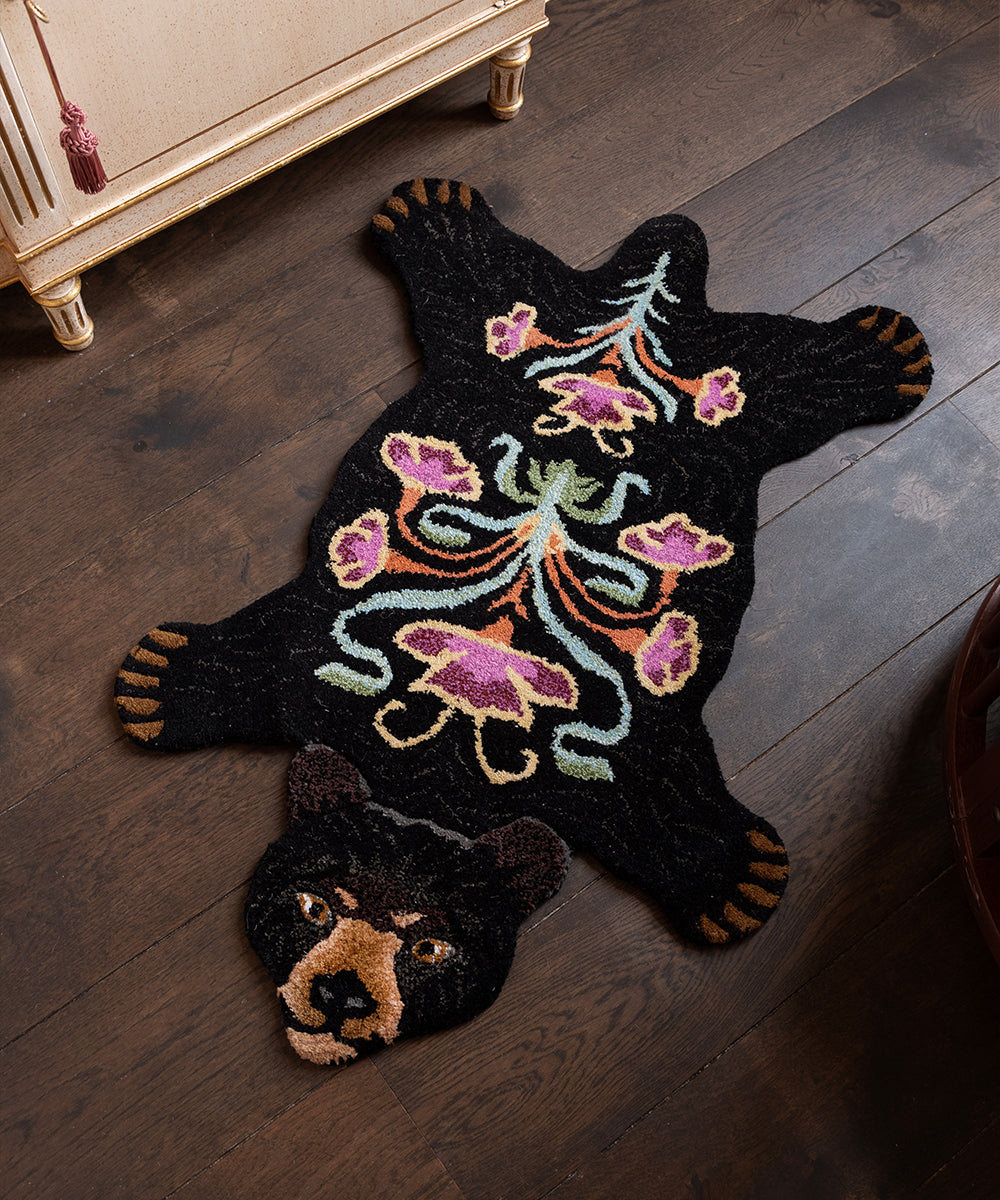 Blooming Black Bear Rug Small