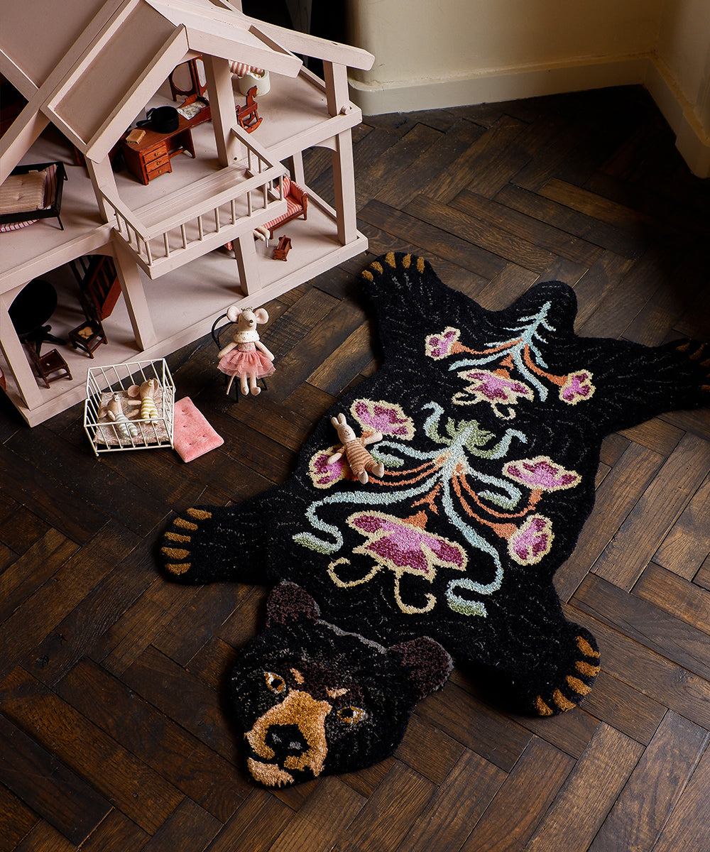 Blooming Black Bear Rug Small