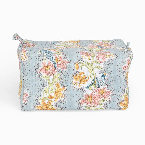 Block Printed Beauty Bag M Sky Meher