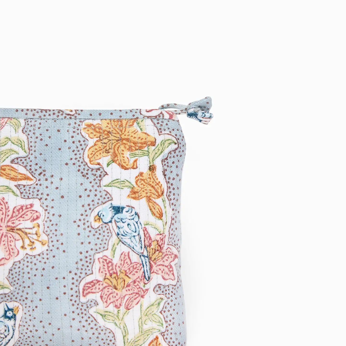 Block Printed Quilted Pouch L Sky Meher