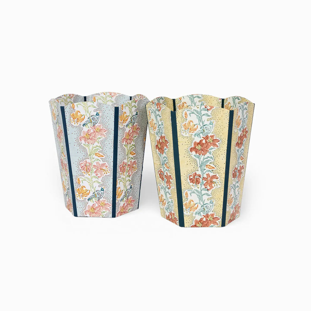 Block Printed Scalloped Basket Sky Meher