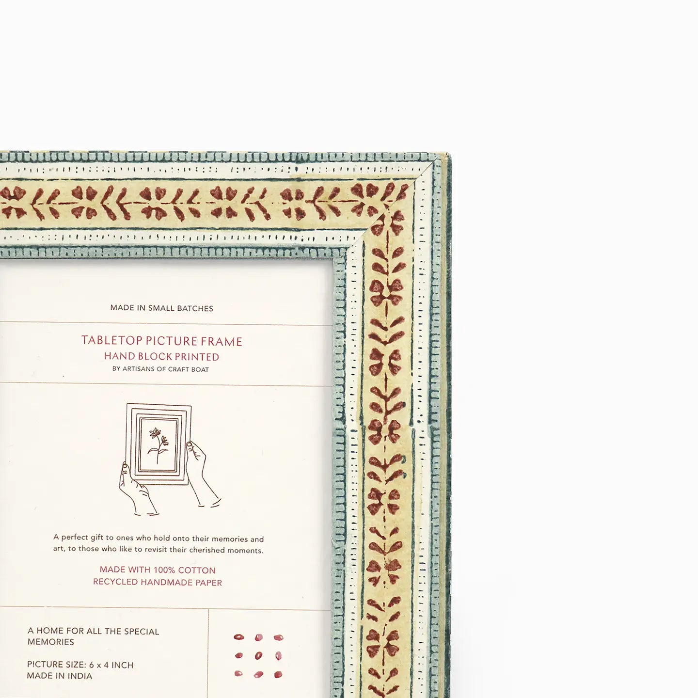 Block Printed Table Top Frame Ocean Ochre Rhea