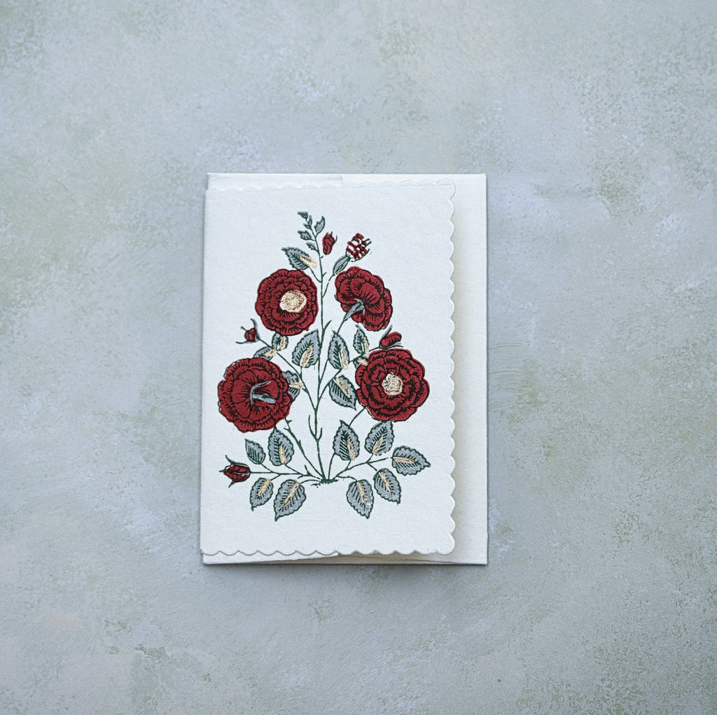 Hand Block Printed Greeting Card - GC Gulab Sage