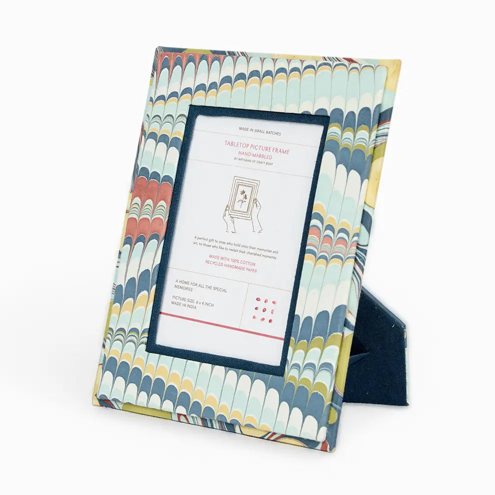 Hand Marbeled Table Top Frame Ocean Mountain