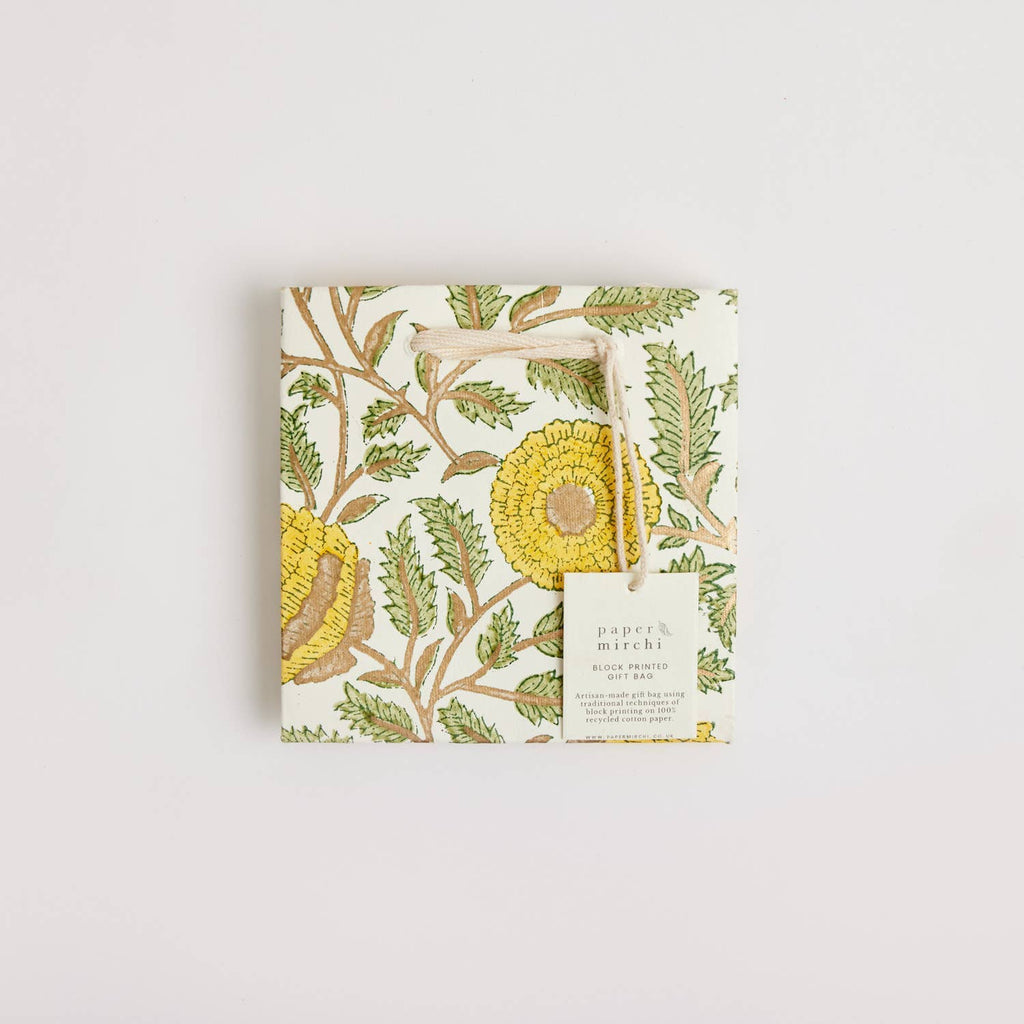 Hand Block Printed Gift Bags (Small) - Sunshine
