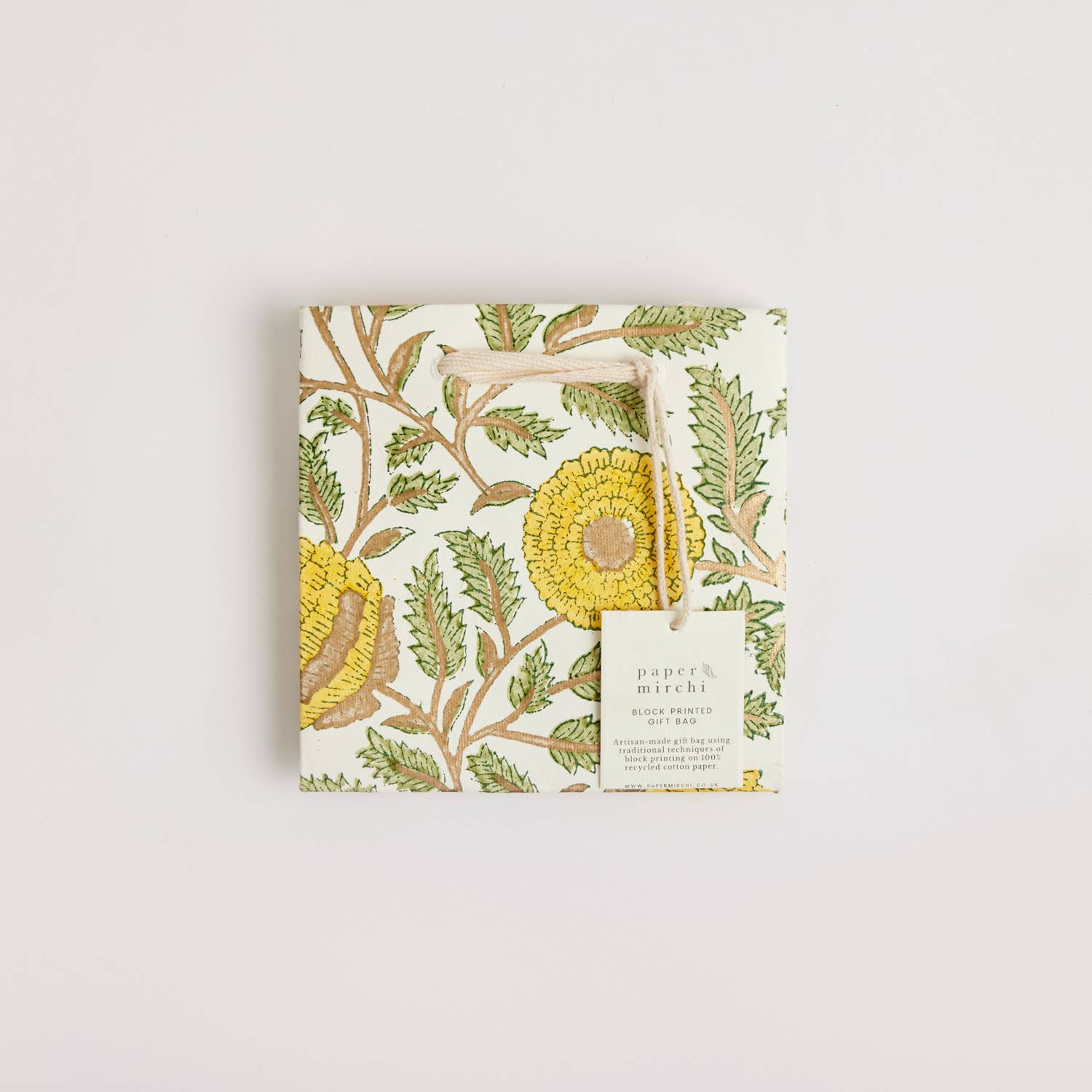 Hand Block Printed Gift Bags (Small) - Sunshine