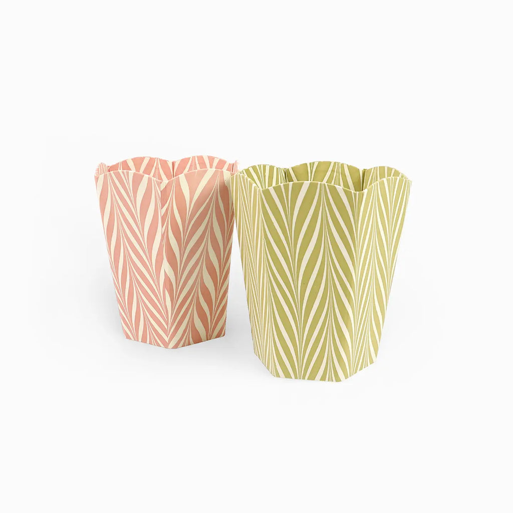 Hand Marbeled Scalloped Basket Peach Banyan