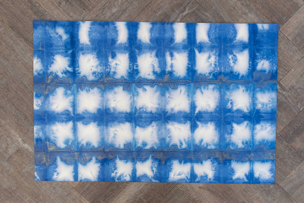 Hand Tie Dyed Gift Wrap - Checks Navy