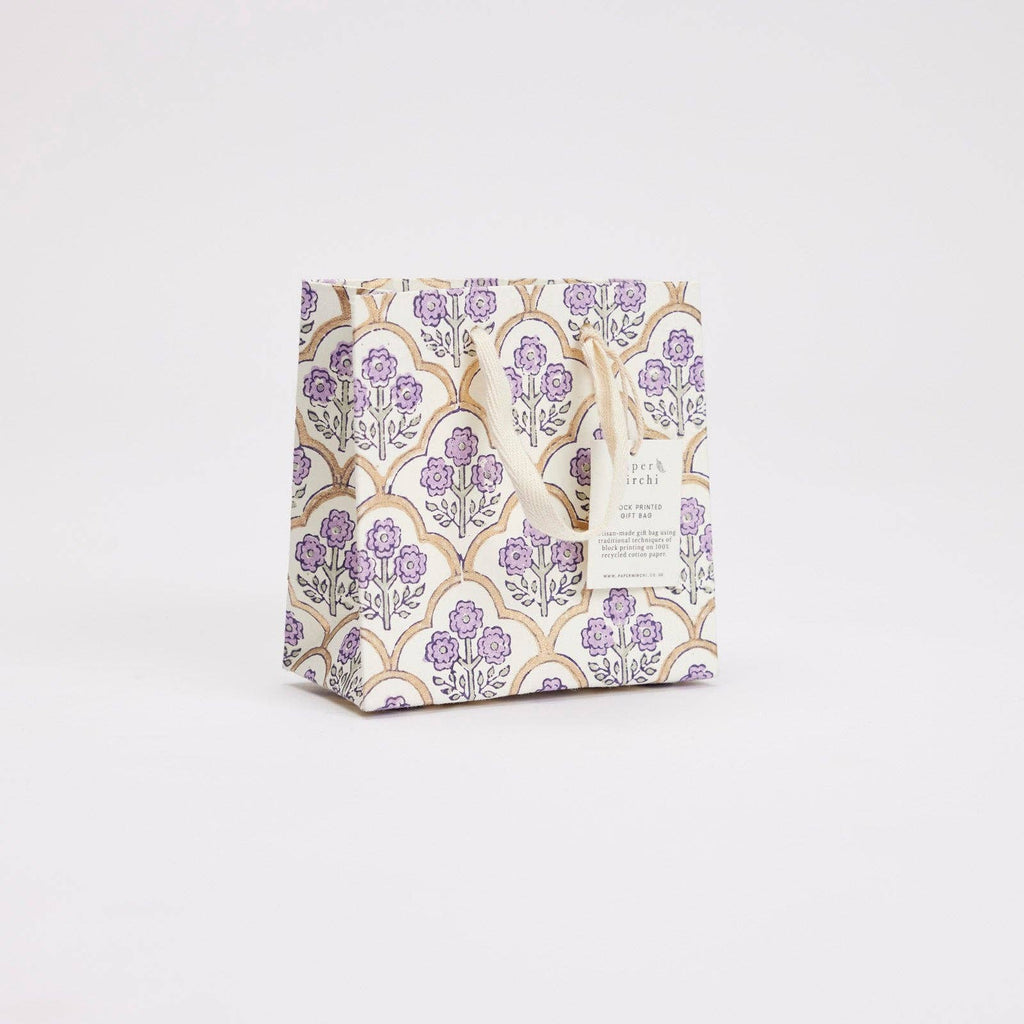 Hand Block Printed Gift Bags (Small) - Lavender