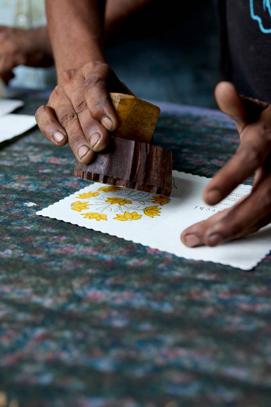 Hand Block Printed Greeting Card - Champaca Saffron