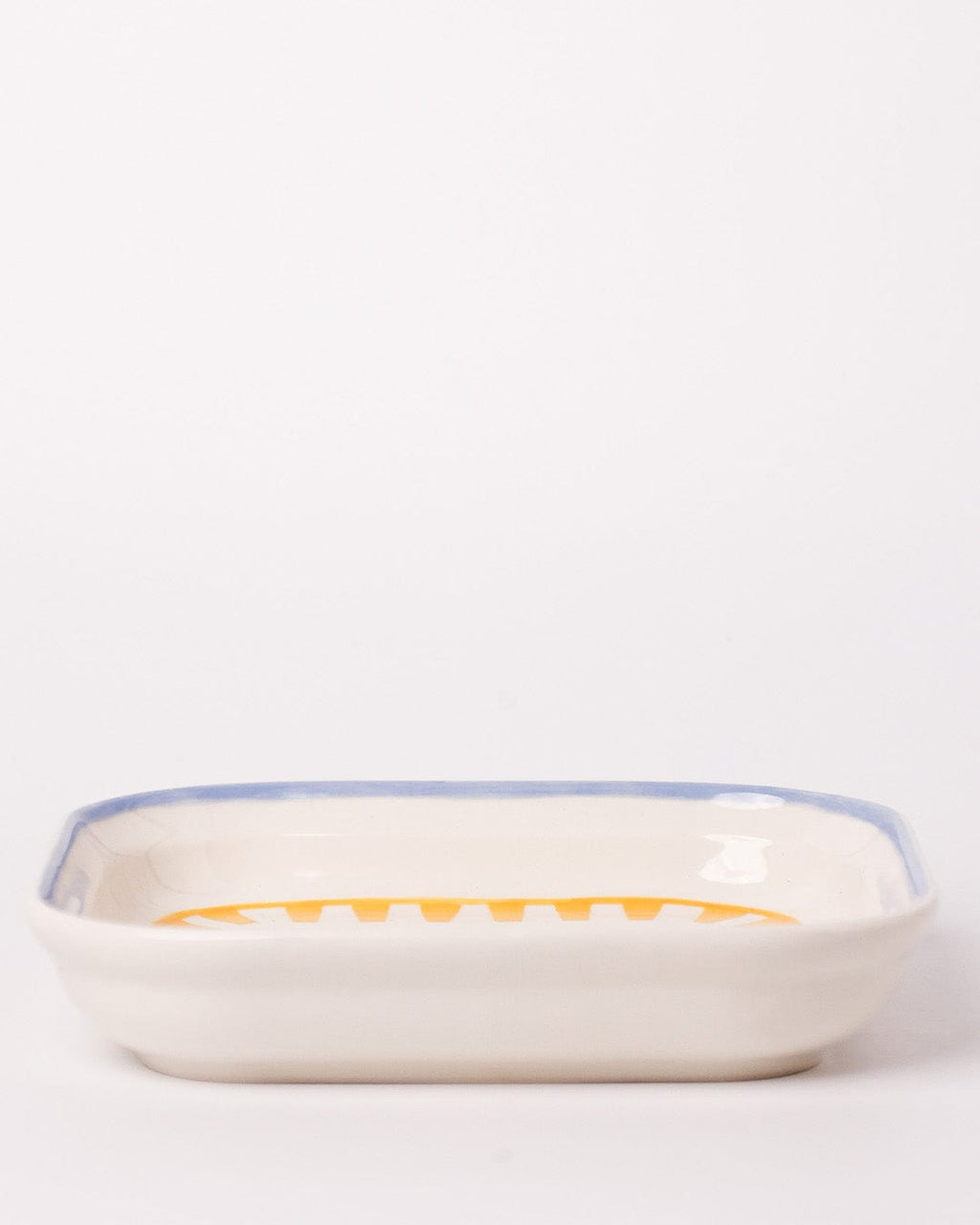 Stripe & Stem Handpainted Ceramic Square Snack Plate 15.5 cm - detail