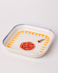 Stripe & Stem Handpainted Ceramic Square Snack Plate 15.5 cm